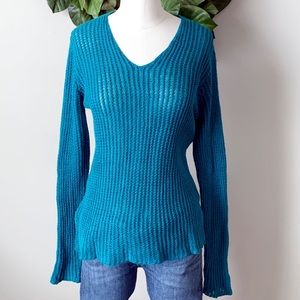 ( Eileen Fisher ) Turquoise Linen Knit Sweater